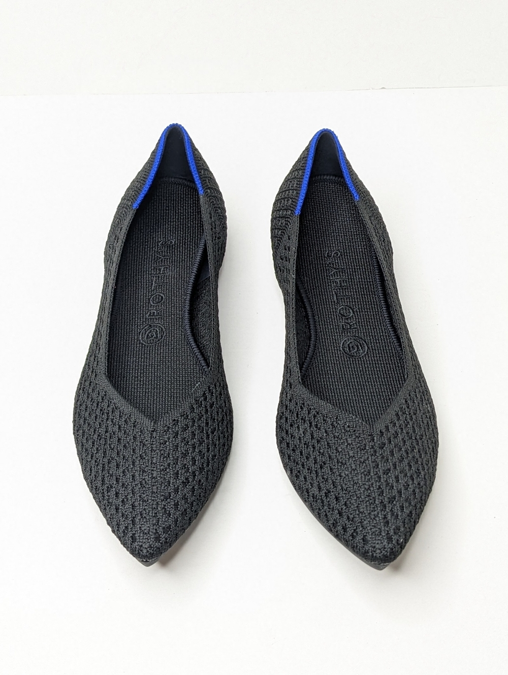 Rothy's The Point Pointed Toe Ballet Flats Black Knit Womens 10